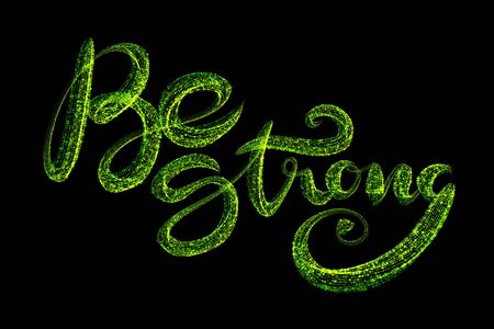 Be Strong, t-shirt typographic hand lettering design fo your clothes or Ads. Selfisilation Coronavirus COVID-19. Epidemic condition illustration. Social distance safety conceptの写真素材