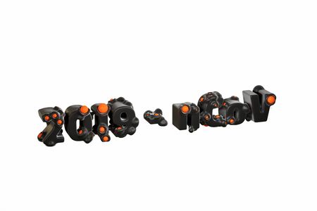 Black inscription 2019 - nCoV with red drops of blood flying in the air. Medicine and drug concept 3d illustration isolated on white background. Coronavirus epidemic conditionの写真素材