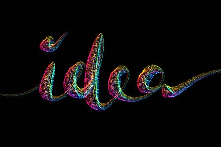 Idea word calligraphy made by colorful confetti, for prints, posters, web.の写真素材
