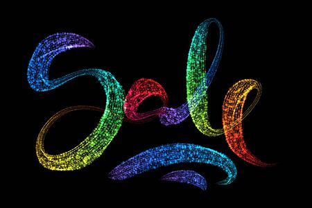 Sale handmade lettering, calligraphy made by colorful rainbow confetti, for prints, posters, webの写真素材