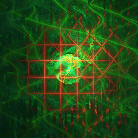 Neon glowing yellow twisted cosmic lines flying in the space. Turbulence curls flow colorful motion. Fluid and smooth astronomy vortex swirl structure. Abstract creative modern backgroundの写真素材