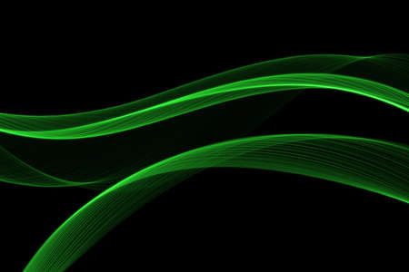 abstract Eco fresh green smoke flame helix isolated on black background. Spring healthy illustration overlayの写真素材