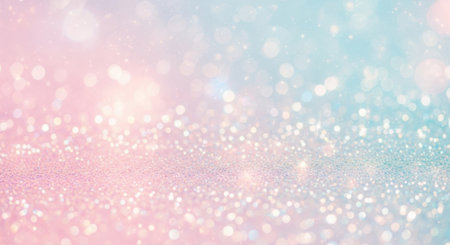 A dreamy, ethereal backdrop featuring a gradient of soft pink, peach, and aqua hues with shimmering light effects.の素材