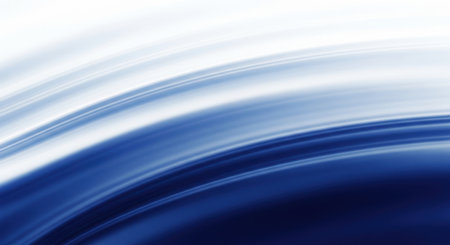 Smooth, curved lines in varying shades of blue and white create a dynamic, abstract visual.の素材