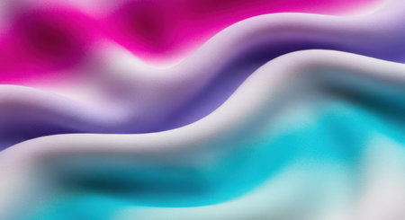 A close up abstract view of flowing fabric with vibrant gradient colors.の素材