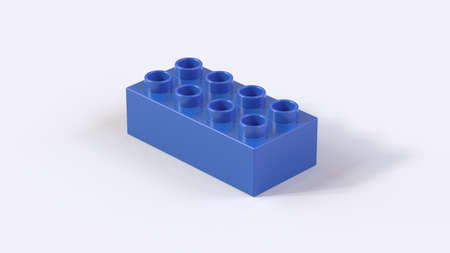 Plastic Blue Block on a White Background, 3d renderの写真素材