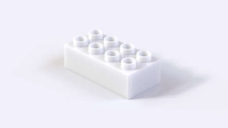 White Plastic Building  Block on a White Background. 3d render with a work pathの写真素材