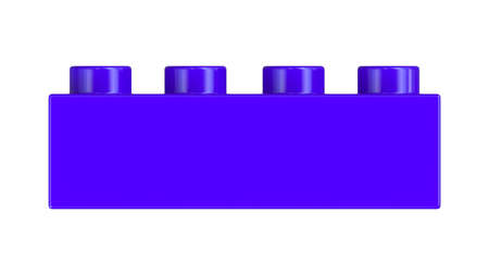 Close Up View of a Violet Plastic Toy Block Isolated on a White Background. Children Building Brick, Front View. High Quality 3D Rendering with a Work Path. 8K Ultra HD, 7680x4320の写真素材