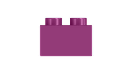 Purple Wine Toy Block Isolated on a White Background. Close Up View of a Plastic Children Game Brick for Constructors, Side View. High Quality 3D Rendering with a Work Path.の写真素材