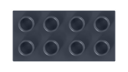Resene Indian Ink Toy Block Isolated on a White Background. Close Up View of a Plastic Children Game Brick for Constructors, Top View. High Quality 3D Render with a Work Path.の写真素材