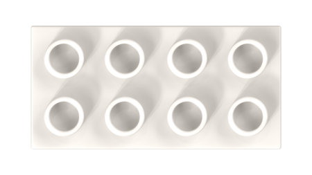 Gardenia Toy Block Isolated on a White Background. Close Up View of a Plastic Children Game Brick for Constructors, Top View. High Quality 3D Rendering with a Work Path.の写真素材