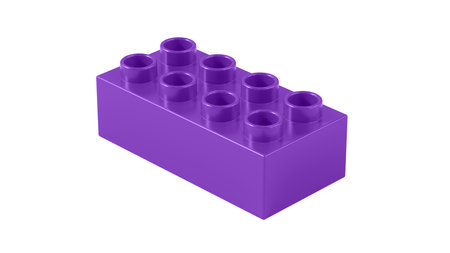 Grape Plastic Toy Block Isolated on a White Background. Children Toy Brick, Perspective View. Close Up View of a Game Block for Constructors. 3D illustration.の写真素材