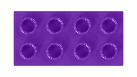 Grape Toy Block Isolated on a White Background. Close Up View of a Plastic Children Game Brick for Constructors, Top View. High Quality 3D Rendering with a Work Path.の写真素材