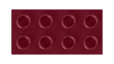 Cabernet Toy Block Isolated on a White Background. Close Up View of a Plastic Children Game Brick for Constructors, Top View. High Quality 3D Rendering with a Work Path.の写真素材