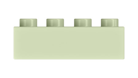 Seafoam Green Toy Block Isolated on a White Background. Close Up View of a Plastic Children Game Brick for Constructors, Front View. High Quality 3D Rendering with a Work Path. 8K Ultra HD, 7680x4320の写真素材