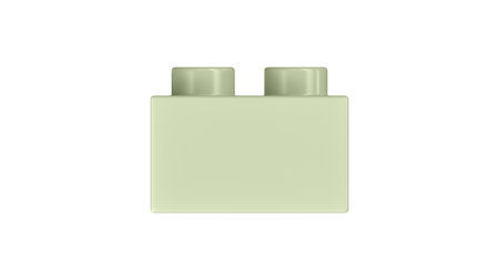 Seafoam Green Toy Block Isolated on a White Background. Close Up View of a Plastic Children Game Brick for Constructors, Side View. High Quality 3D Render with a Work Path.の写真素材