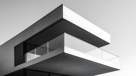 Abstract fragment of contemporary architecture. Residential modern building. 3d renderingの素材