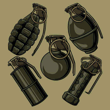 vector of five shapes of a granadeのイラスト素材
