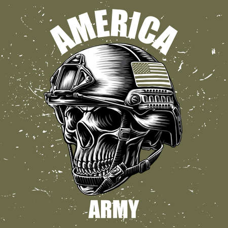 army skull and an america flag on helmetのイラスト素材