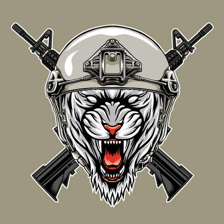 design military head tiger vector illustrationのイラスト素材