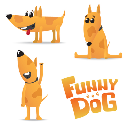 Funny red dog in spots with a collar, vector illustration.のイラスト素材