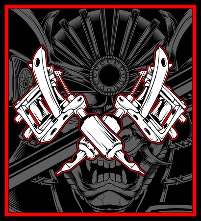 machine tattoo hand drawing vectorのイラスト素材