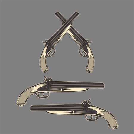 gun classic vintage hand drawing vectorのイラスト素材