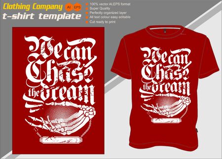 T-shirt template, fully editable with font and tagline vectorのイラスト素材
