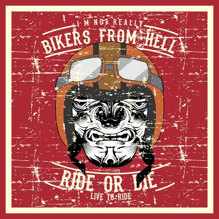 vintage grunge style skull wearing helmet hand drawing vectorのイラスト素材