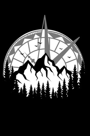 Mountain with compass vector illustrationのイラスト素材