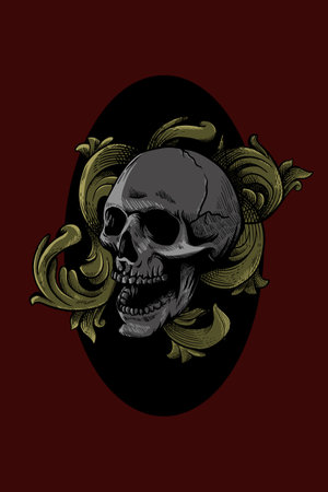 Skull with ornament flower vector illustrationのイラスト素材