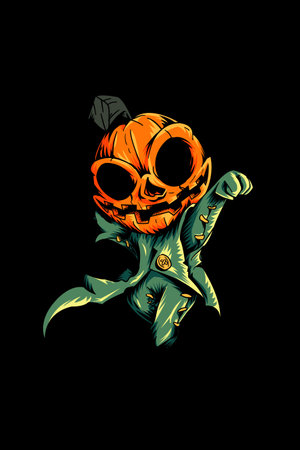 Pumpkin boy ghost vector illustrationのイラスト素材