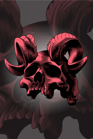 Ring horned skull vector illustrationのイラスト素材