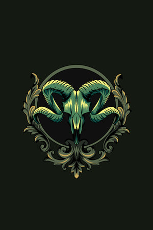 Goat skull with ornament vector illustrationのイラスト素材