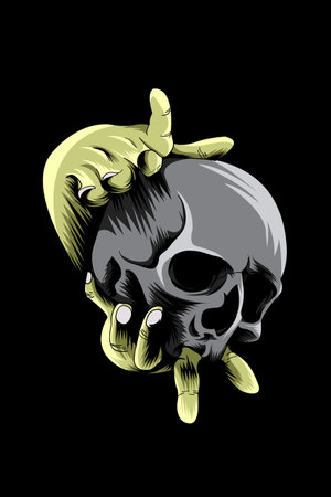 Hands with skull vector illustrationのイラスト素材