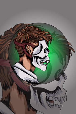 Man with skull mask vector illustrationのイラスト素材