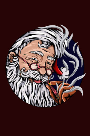 Santa claus with cigarette vector illustrationのイラスト素材