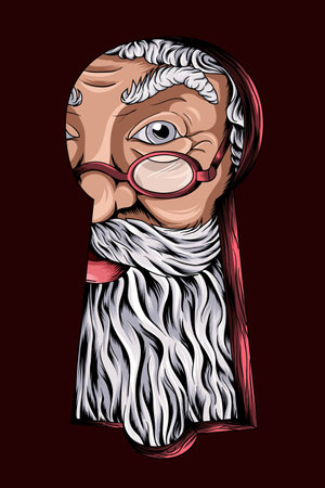 Santa claus with keyhole vector illustrationのイラスト素材