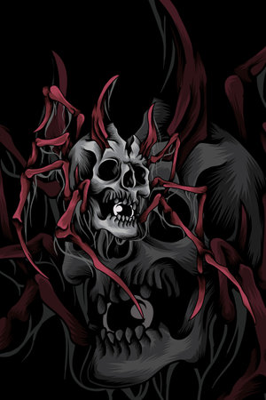 Spider skull vector illustrationのイラスト素材