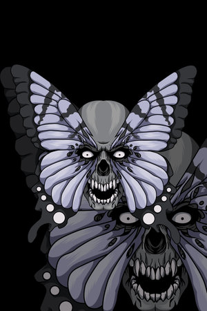 Butterfly eye skull vector illustrationのイラスト素材