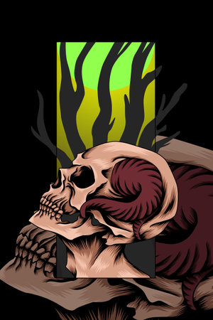 Horned skull vector illustrationのイラスト素材