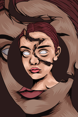 Split head vector illustrationのイラスト素材