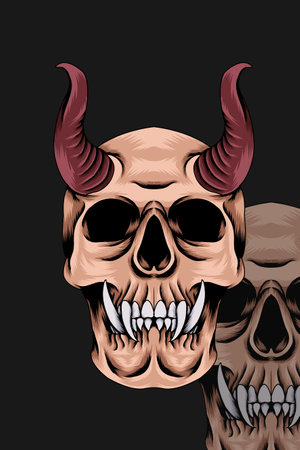Fanged skull vector illustrationのイラスト素材