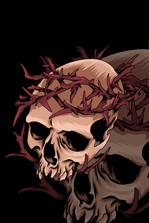 Skull with thorn vector illustrationのイラスト素材