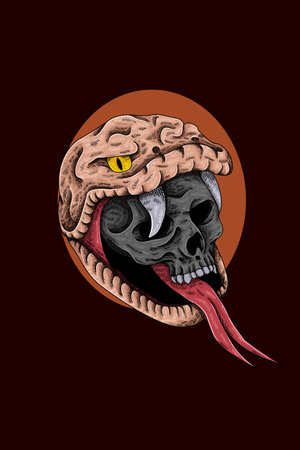 Snake with skull vector illustration