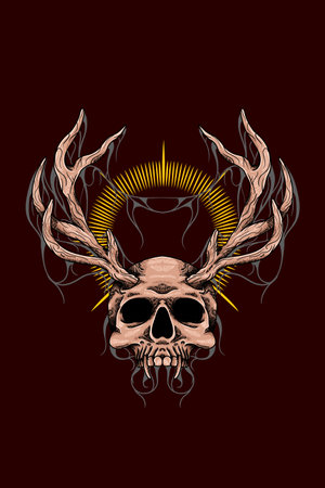 Deer horned skull vector illustrationのイラスト素材