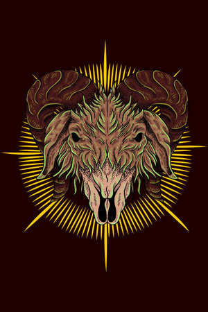 Half skull goat vector illustrationのイラスト素材