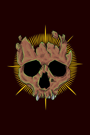 Broken head skull vector illustrationのイラスト素材