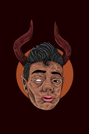 Horned man vector illustration