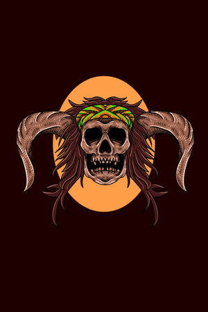 Horned skull vector illustrationのイラスト素材
